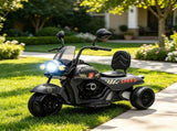 Three-Wheel Electric Motorcycle Battery-Powered with Headlight Music Forward And Reverse Grey Kids 81854975