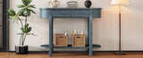 TREXM Elegant Retro Console Table with Curved Design Smooth Glaze for Entryways, Living Rooms N715P230796M