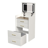 3 in 1 Vanity Desk with open Top Mirror,Small Make Up Vanity Set with Visible Glass Desktop,Compact W509P238992