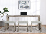 Bar Table Set with Power Outlet, Bar Table and Chairs Set, 4 Piece Dining Table Set, Industrial W487P339353