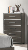 1pc Contemporary 5-Drawer Chest with Chrome Accents Gray Rustic Finish Bedroom Wooden Furniture B011P236774
