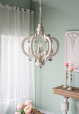 French Country Wood Chandelier, 6-Light Farmhouse Pendant Light Fixture with Adjustable Chain for W2078137917