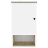 Medicine Single Door Cabinet 28" H, One Shelf, Two Interior Shelves, Light Oak / White B097133246