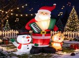 8FT Inflatable Christmas Santa Accordion Player with LED Lights & Music, Snowman Reindeer Outdoor 43276513