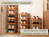 6-Tier Stacked Shoe Rack Unit, Bamboo Square Shoes Organizer, Freestanding Storage Shelf 36606086