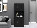 71" Kitchen Pantry Storage Cabinet with Microwave Oven Countertop, Freestanding Hutch Cabinet with W282P170918