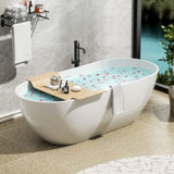 59" Freestanding Solid Surface Bathtub, Luxury Engineered Stone Resin Freestanding Soaking Bathtub W1573P175002