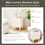 White Modern Nightstand Side Table with Drawers 17641340