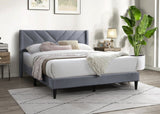 ZNTS Elegant Modern Gray Velvet Upholstered Queen Size Bed Clean Lines Design Headboard 1pc Bedframe B011P238925