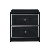 2 Storage Drawers Nightstand, Black and Silver B016P256520
