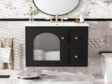 24" Bathroom Vanity Set Wall Mounted for Small Space, Bathroom Cabinet with Ceramic Sink, 2 Drawers N710P286704B