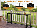 55" Outdoor Bar Table with Wheels, Rectangle Narrow Counter Height Table, Ideal Bar Height Table for 08317039