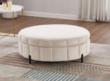 31.5"W Upholstered Round Ottoman With Reversible Lid, Velvet Storage Stool, Channel Tufted W3118P272635