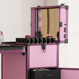 Portable Nail Art Table w/ LED Mirror, Bluetooth, Lockable Drawers, Telescopic Pole - Folding 33155804