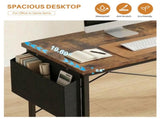55" Large Home Office Desk, Computer Desk with Storage Bag & Hook, Metal Frame, Modern Simple Study 05887862