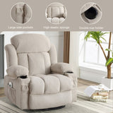 Swinging recliner massage heated sofa, with USB and 2 cup holders in side pockets, W1807P298192