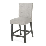 Contemporary Fabric Button Tufted 26 Inch Counter Stools, Set of 2, Light Grey 71254.00LGRY
