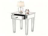 () 1-Drawer MDF Bedside Table with Mirrored Finish 15.75*15.75*24in Silver 52223390