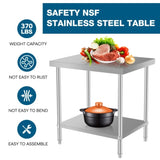 36''*24'' Commercial Work Table for Restaurant and Home Stainless Steel Kitchen Prep Table with W3167P303388