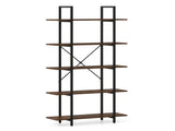 5-Tier 62 Inch Tall Vintage Industrial Bookcase with Open Storage Shelves Rustic Brown, 31.5" 11" 72744657