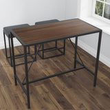 ZNTS Riley Indoor Walnut Metal Pub Dining Table with Metal Frame B02746799