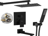 Male NPT Folding Bathtub Shower Faucet, Rain Shower Head System with Bath Tub Faucet Set and 01791778