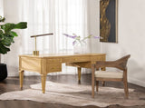 Dauphin Gold Accent 5-Drawer Wood Executive Desk Natural Brown Ash Wood & Veneer B2719P238477