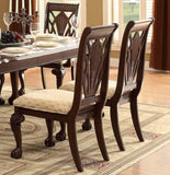 ZNTS Elegant Design Traditional Side Chairs 2pc Set Dark Cherry Finish Brown Fabric Seats Dining B01152166