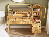 48" Fluted Makeup Vanity Desk with Large 32" Mirror, Modern Glass Top Big Vanity Table with 4 N704P420034N