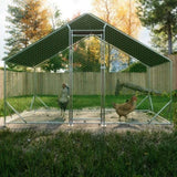 Large Metal Chicken Coop, Walk-in Chicken Run,Galvanized Wire Poultry Chicken Hen Pen Cage, Rabbits W2505P184736
