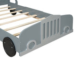 Twin Size Car-Shaped Platform Bed with Wheels,Gray WF311752AAE
