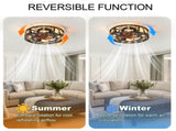 20 Inch Caged Flush Mount Ceiling Fan with Lights, Industrial Enclosed Metal Cage Fan, 6Speed W3816P585911