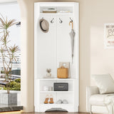 Minimalist Corner Hall Tree with Shoe Bench, Versatile Entryway Coat Rack with 4 Hooks, Corner 91318106