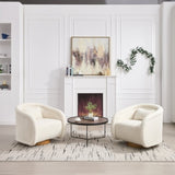 Swivel Accent Chair, 360-degree Barrel Chair with Teddy Upholstery, Comfy Pumpkin-Shaped W3244P288825