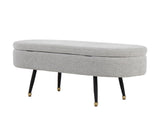Harvey Contemporary Storage Bench in Black Metal and Light Grey Fabric with Gold Metal Accent B202P223577