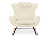 Rocking Chair Nursery, Teddy Upholstered Rocker Glider Chair with High Backrest, Adjustable Headrest W680127248