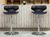 Masaccio Upholstery Airlift Adjustable Swivel Barstool with Chrome Base, Set of 2, Black T2574P164831