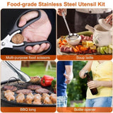 19Pcs Camping Cooking Utensil Kit Portable Picnic Cookware Outdoor Kitchen Equipment Gear Campfire 02334083