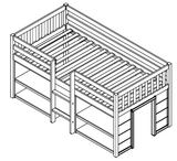 Twin Size Kid Low Loft Bed With Two-Tier Shelves And LED Light For White Color W697P153472