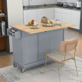 ZNTS Rolling Mobile Kitchen Island with Solid Wood Top Locking Wheels,52.7 Inch Width,Storage Cabinet 70466023