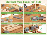 2-in-1 Wooden Kids Tool Bench & Rolling Cart Pretend Play Workshop Toy for Toddlers Age 3 72208731