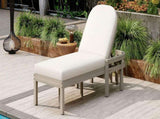 TREXM Outdoor Chaise Lounge, Premium Acacia Wood Patio Recliner with Arched Backrest, 5-Position N715P403786E