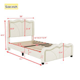 Twin Size Upholstered Platform Bed with Curve Shaped and Height-adjustbale Headboard,LED Light WF323748AAK