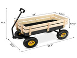 Heavy Duty Steel Wooden Side Support Cargo Wagon with 10" All-Terrain Air Tires, Up to 220lb Load 53440781