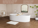 65" Freestanding Solid Surface Bathtub, Stone Resin Freestanding Bath Tub with Overflow and Pop-up W1573P180444