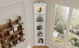 83.4"Tall Modern Corner Shelf,5 Tier Corner Bookcase with LED Light, Storage Standing Shelf Unit, N751P191709K
