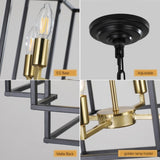 (Same as W1340142524/L1018-G) 8-Lights Black & Gold Lantern Tiered Pendant Light Fixtures, W1340P206664