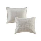 3 Piece Velvet Quilt Set Ivory Full/Queen B03597469