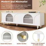 ON-TREND Contemporary TV Stand Adjustable Shelves for TVs Up to 78'', Stylish Media Console WF325998AAK