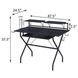Black Computer Desk with Keyboard Tray B062P184548